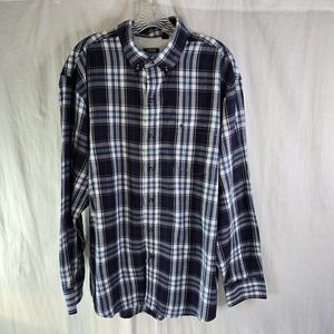 Izod mens button down long-sleeved shirt size extra large blue plaid